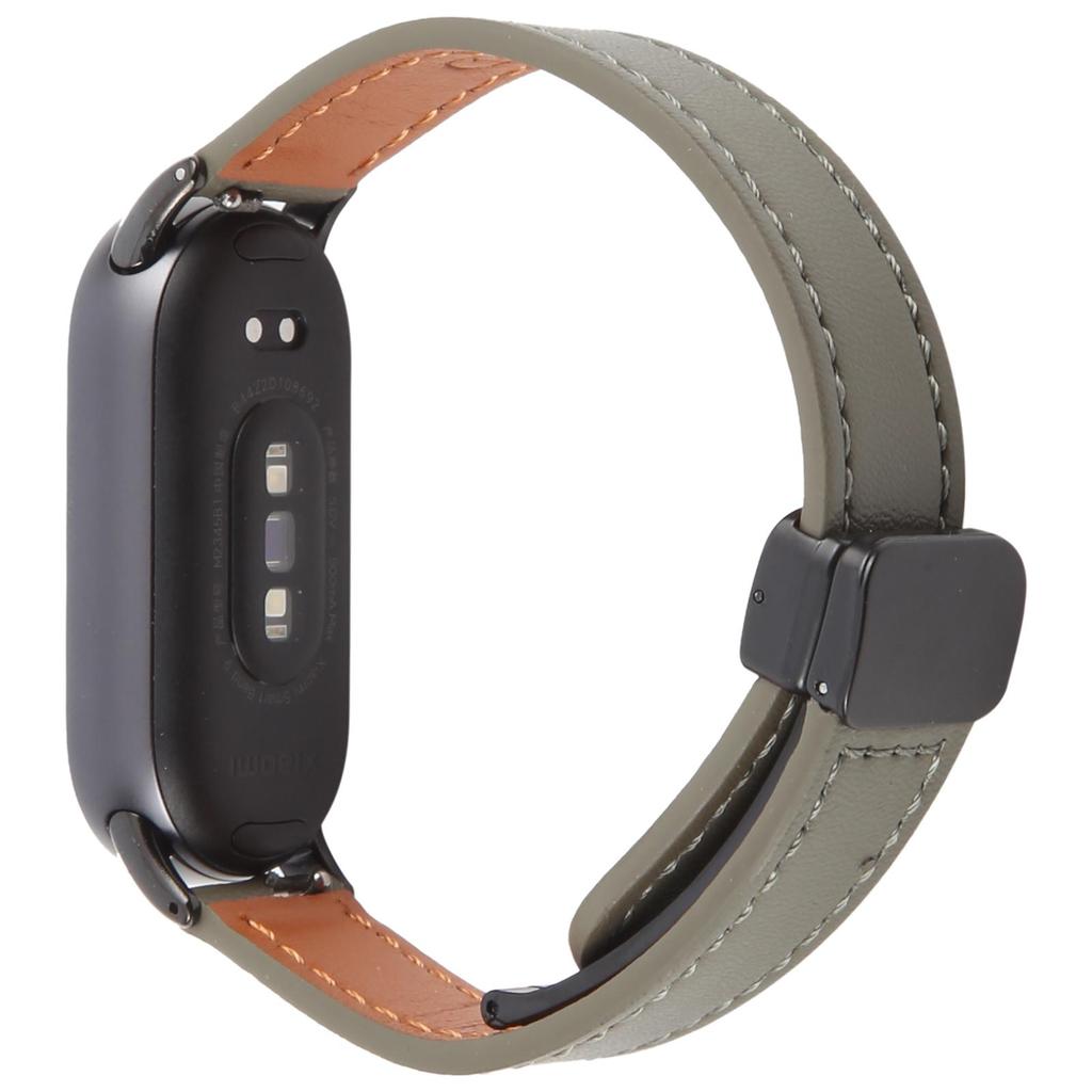 Für Xiaomi Smart Band 9/8 Faltbares Magnetisches Schwarzes Schnallen Mikrofaserleder Uhrenarmband