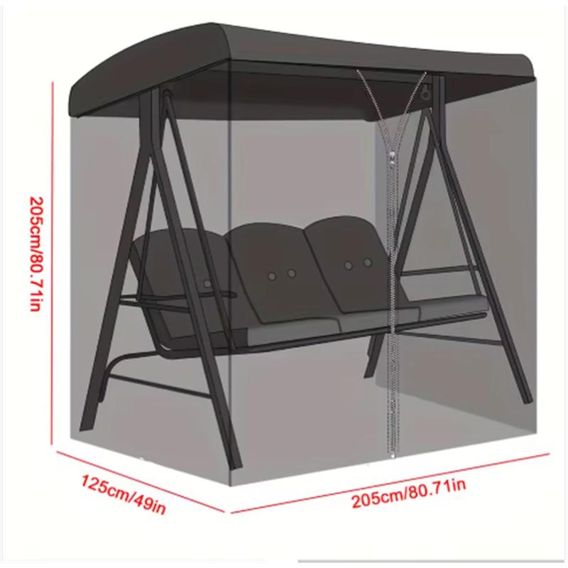 

Водонепроницаемый чехол-сетка от комаров для садовых качелей с застежкой-молнией 205*125*205cm чёрный