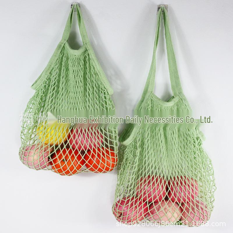 Xiaohongshu Pure Cotton Mesh Bag: Portable, Foldable Grocery Net Bag for Fruits & Vegetables