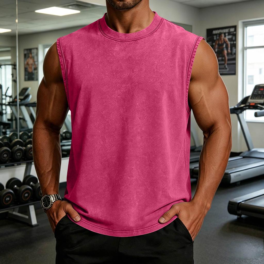 Canotta da uomo senza maniche 100% cotone stile americano lavata tie-dye maglia da palestra gilet casual estivo