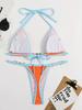 Colorful Women's Backless Triangle Bikini Swimsuit - European and American Style