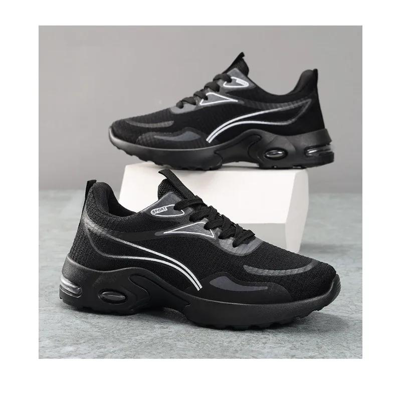 Fashion New men's shoes, summer sports running shoes, lace up air cushion sports shoes, knitted mesh comfortable men's shoes