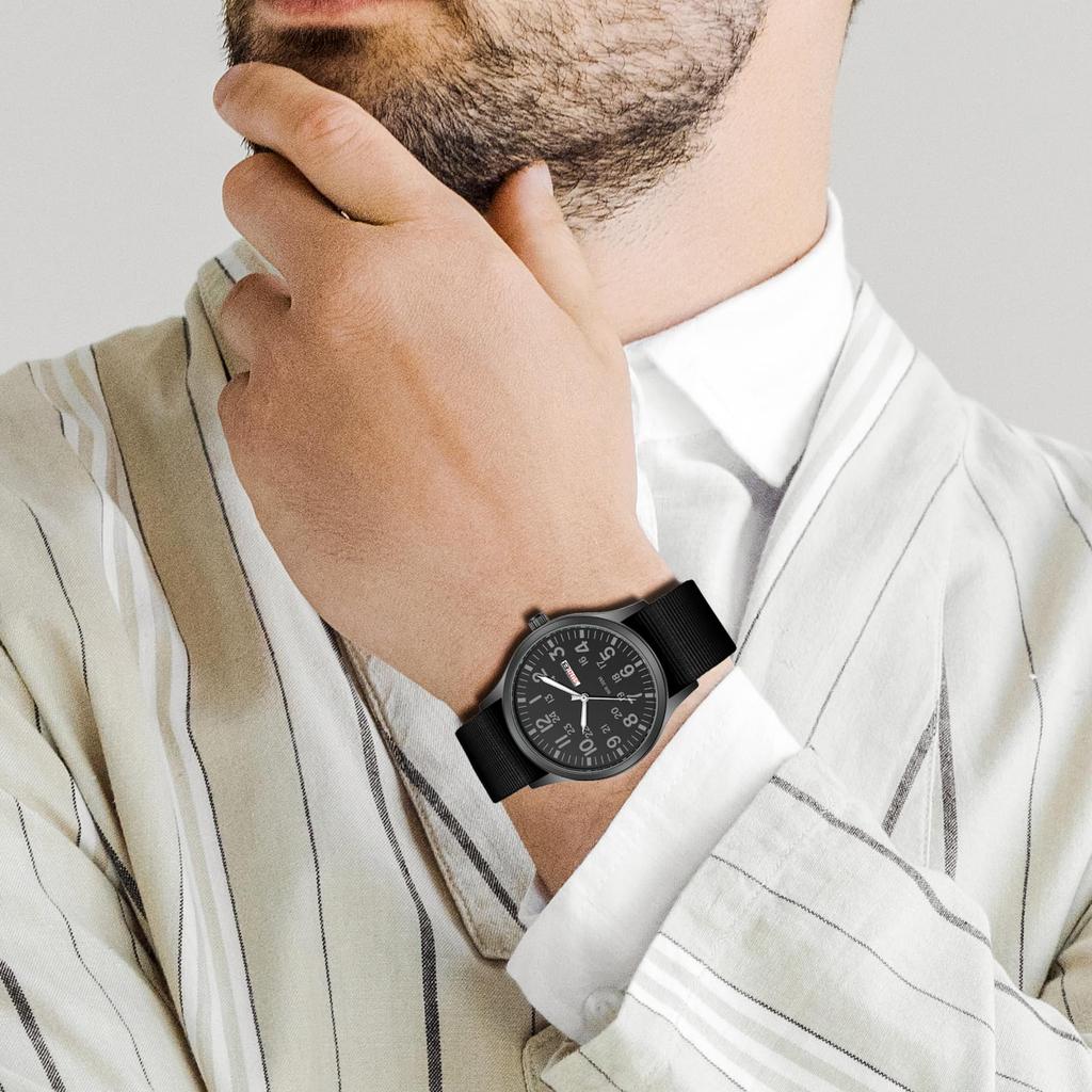 Militärisches Nylon Analog Sport Quarz Modeaccessoire Perfektes Geschenk für Tag Herrenuhr, Armband, Wasserdicht, Leuchtend, Anzeige, Kalender, Einfach,