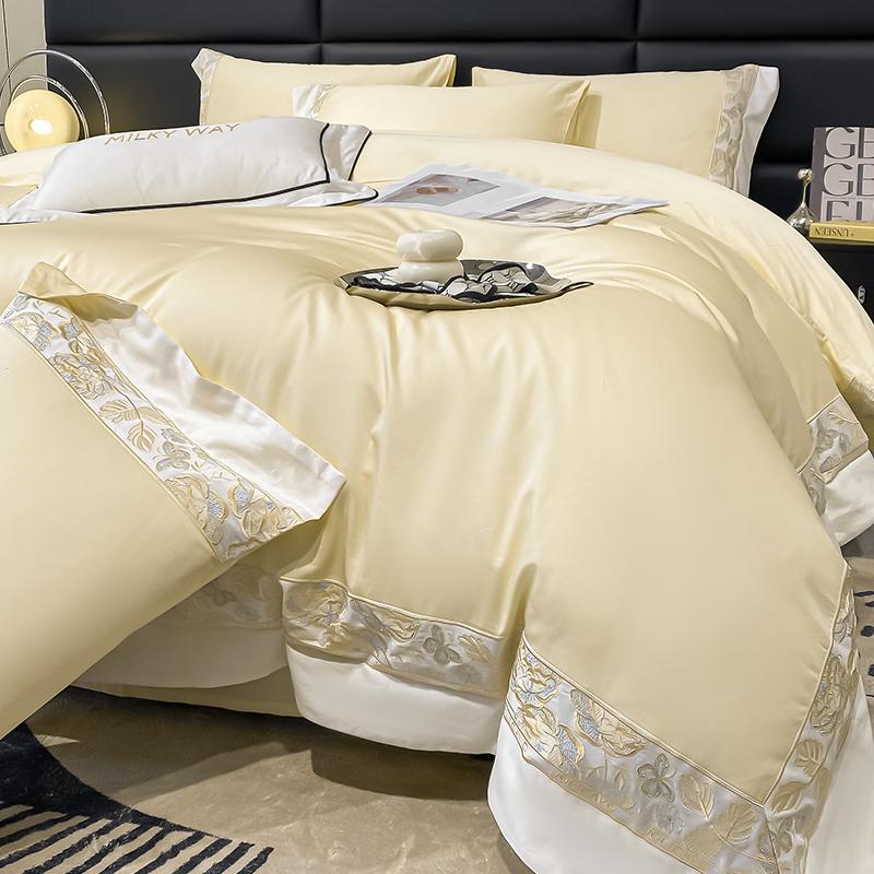 Svetanya Embroidery Bedding Set 100s Egyptian Cotton Bed Linens Sheet Pillowcase Comforter Cover Set Underwear