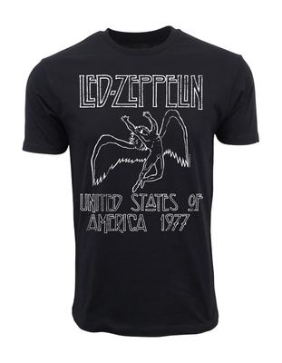 LED ZEPPELIN חולצת טי מקורית ואותנטית לגברים 1977 לוגו מצוקה חולצת טי יוניסקס