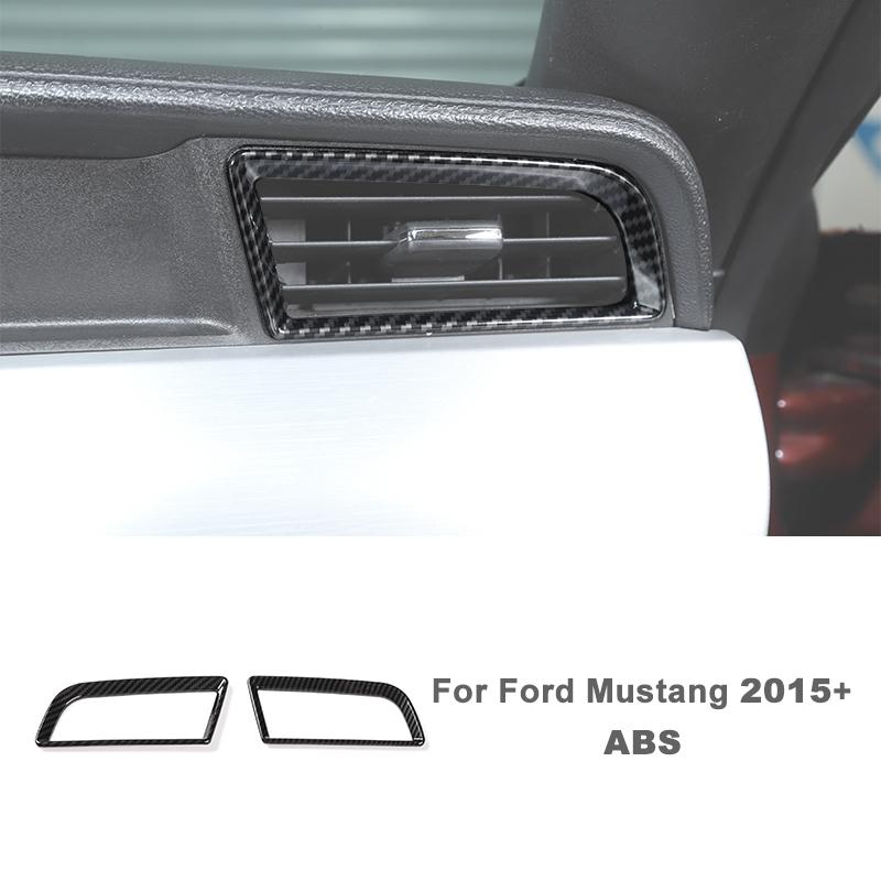Car Steering Wheel Door Handle Decoration Center Console Cover Protective Sticker For Ford Mustang 2015 Up ABS Car Accessories Carbon Fiber Black