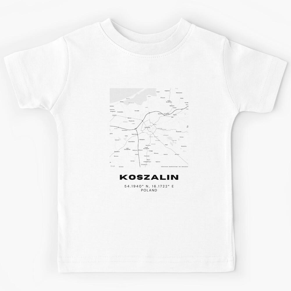 Koszalin Poland Map | Minimalist Black and White City Poster Kids T-Shirt 120