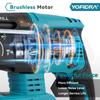 Yofidra 26MM Brushless Electric Hammer Drill Multifunctional Rotary Cordless Rechargeable Power Tools For 21V 18V Battery
