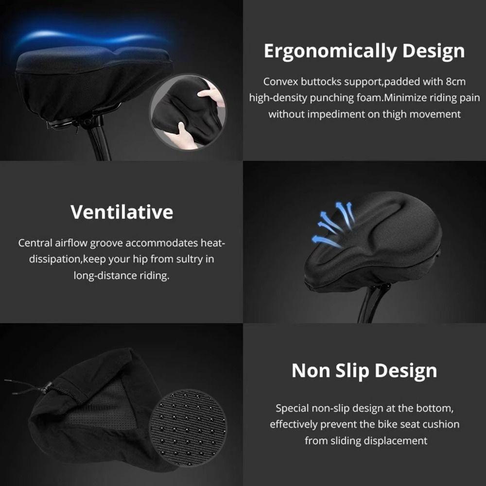 Breathable Bike Seat Cover Thickened E-Bike Gel Pad Soft Bike Seat Cushion