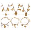 Vintage seaside style DIY freshwater pearl pendant bracelet stainless steel gold-plated ceramic pendant necklace female