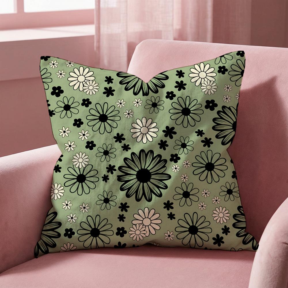Floral Pattern Cushion Cover MultiScene Pillow Cover for Home Car Reversible Soft Durable for Daily Use