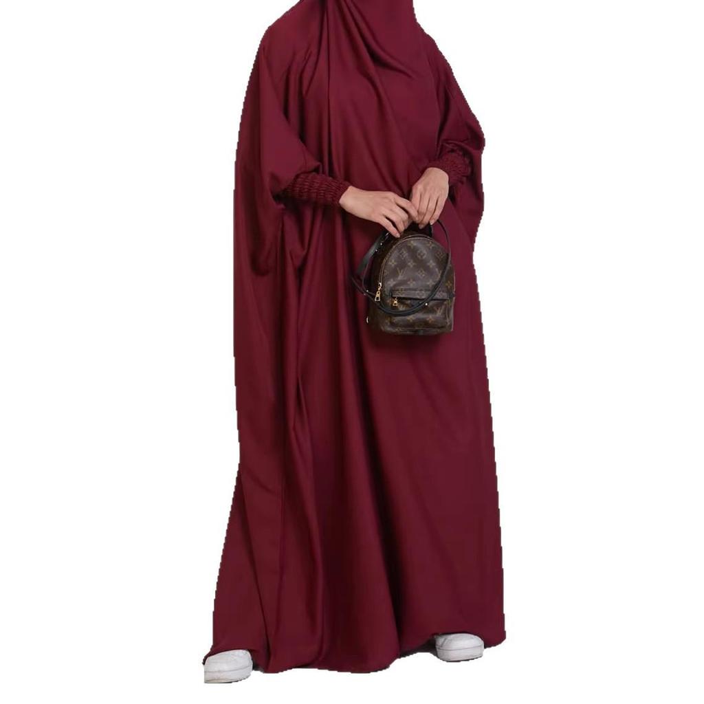 Women's Solid Color Abaya Dress - Middle Eastern & Southeast Asian Style