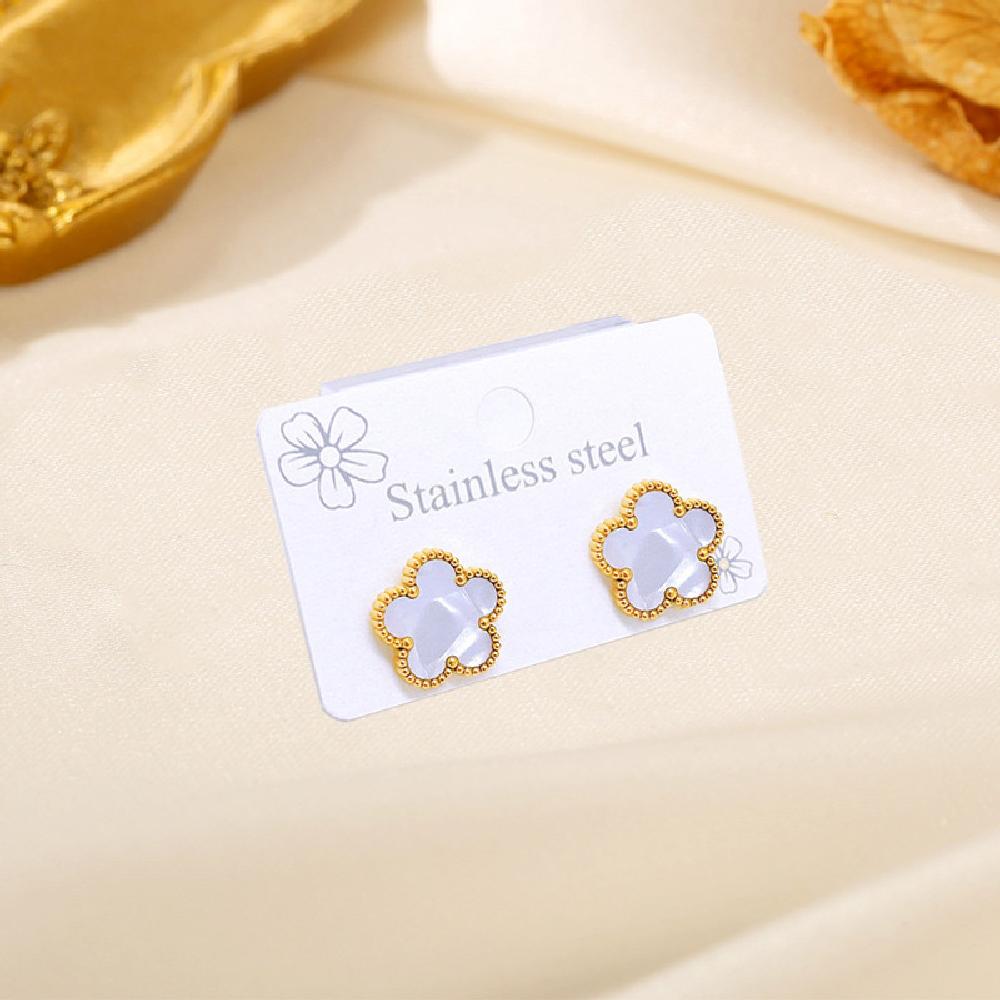 

Серьги-четырехлистный клевер 15 мм с пряжкой из перламутра, полностью радиевый, женские темпераментные простые серьги 1pcs белый