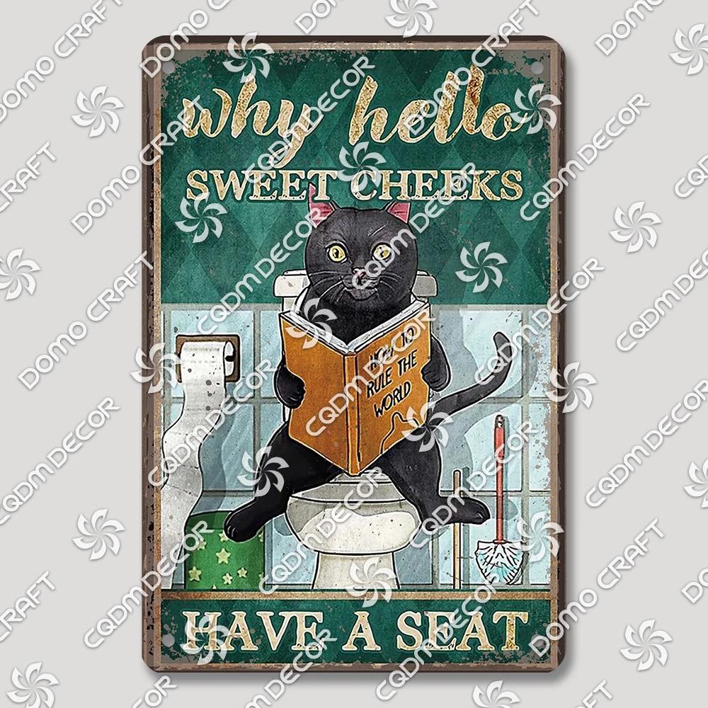 Vintage Retro Metal Tin Signs  Cute Owl Pig Cat and Funny WC Posters for Bathroom Mall BBQ Cafe Bar Pub Wall Decor