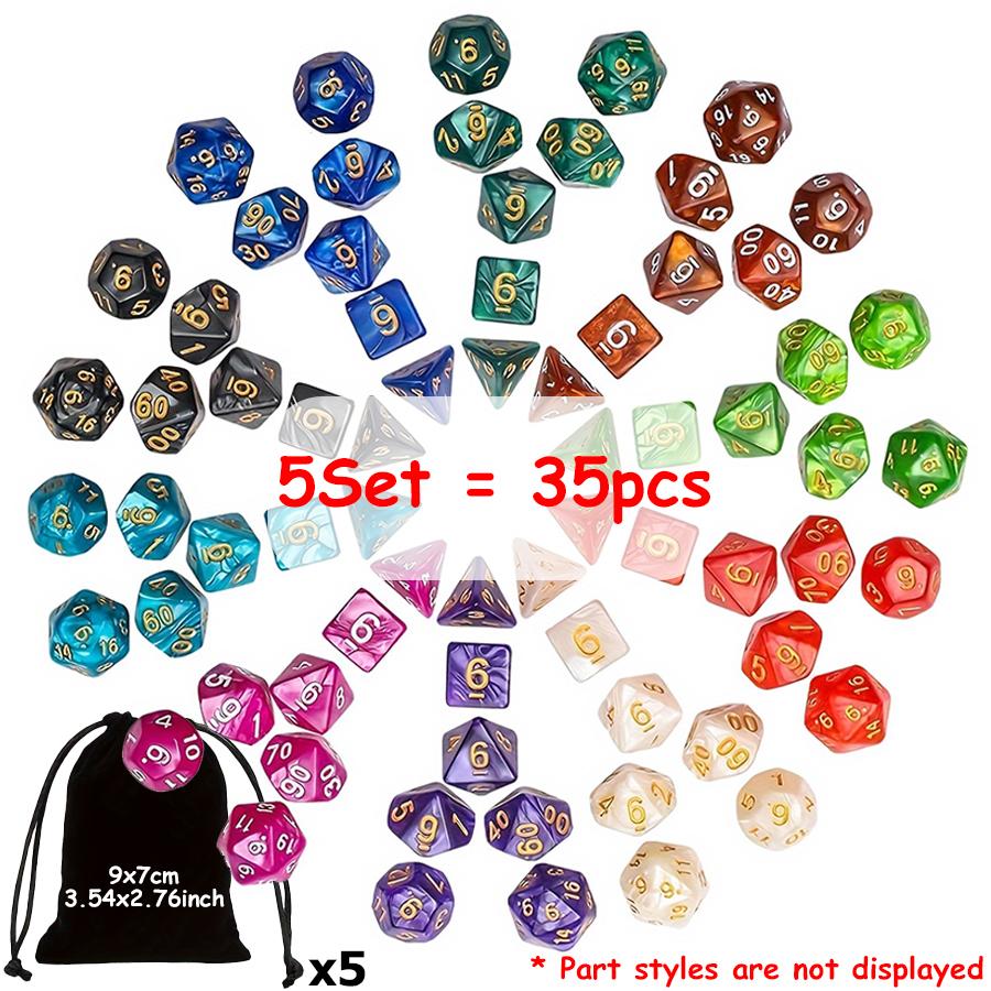 

35pcs Polyhedral Dice Set with Black Storage Bag Color Number Polyhedra Dice RPG D&D Role-playing Games Accessories