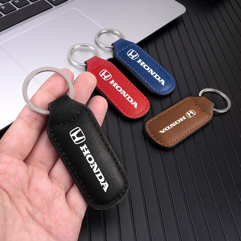 High Quality Leather Car Keychain Keyring Pendant Accessories For Honda Mugen TypeR Jazz Insight Freed Fit CRV Civic Accord City RG0