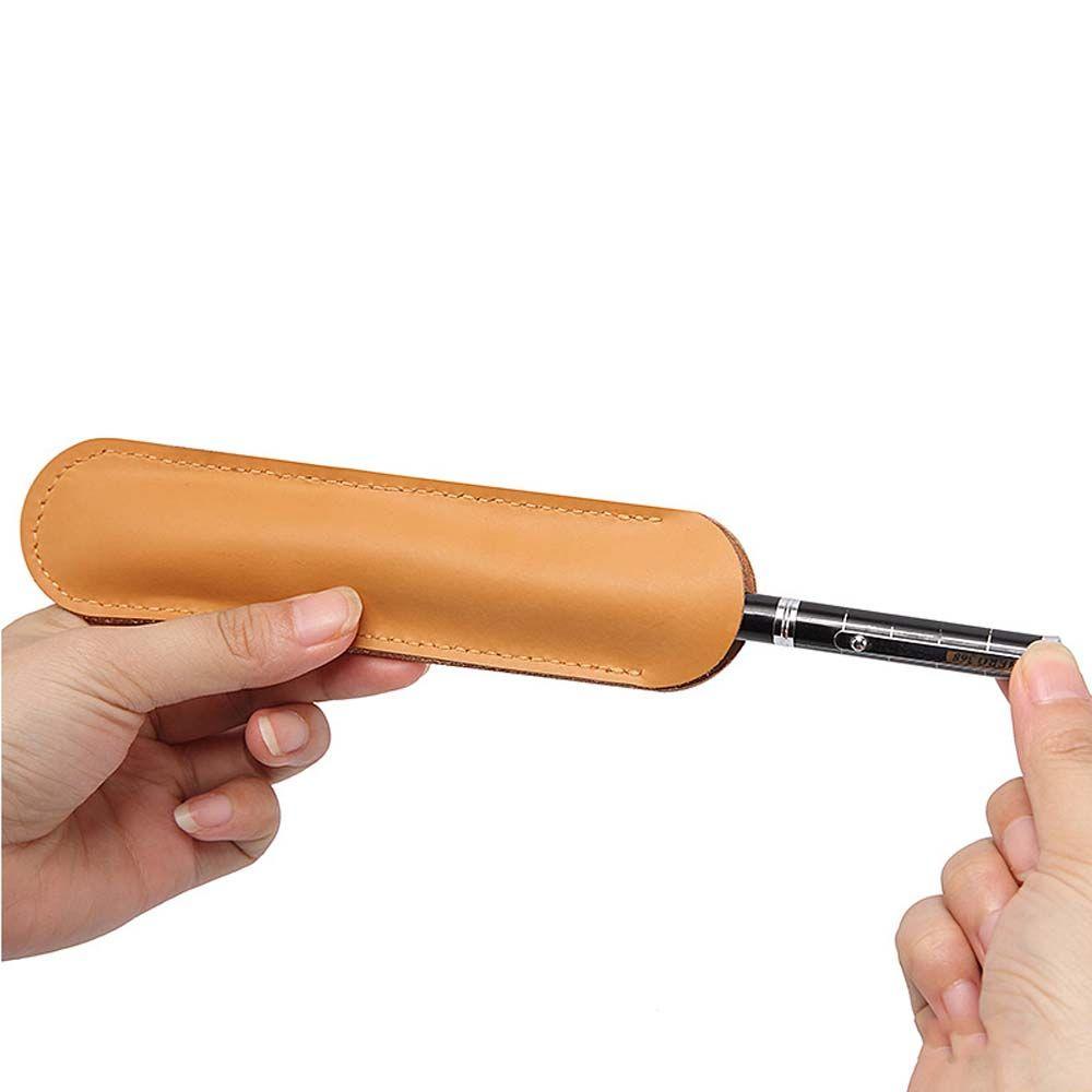 Pen Storage Cover School Supplies Leather Pen Holder Vintage Pen Bag Cowhide Pen Case Pen Protector