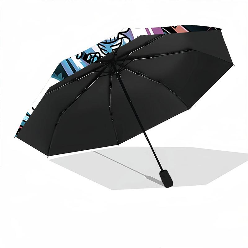 1pc Halloween Horror Friends Automatic Opening Umbrella - Portable 3-Fold Design, 8 Ribs Outdoor Umbrella, Festival Gift for Fans, Travelers, Dai