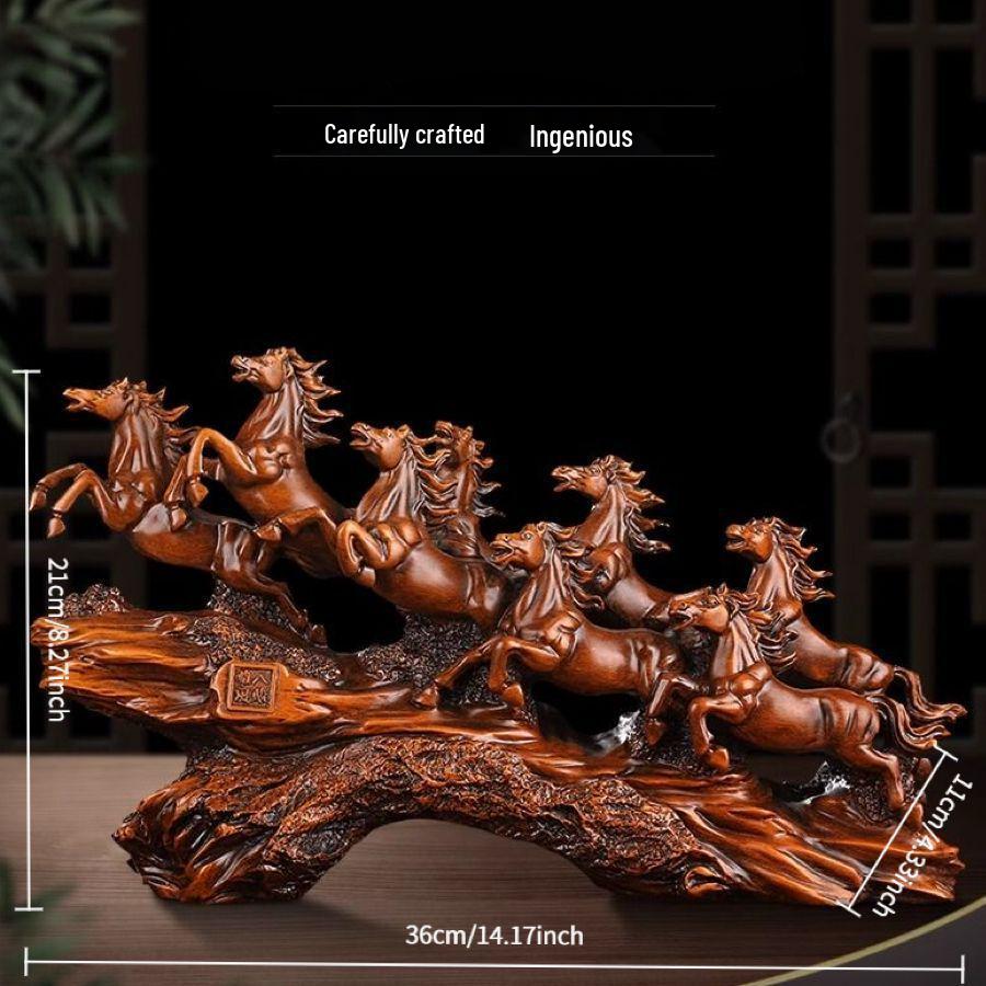 Majestic Eight Steeds Horse Ornament: Elegant Office Decor and Grand Opening Gift