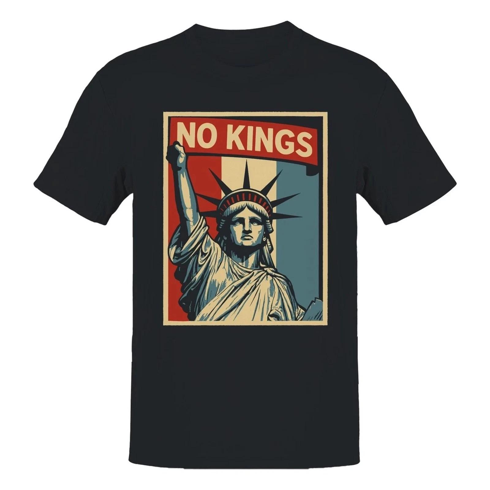 No Kings Liberty Statue Mens Vintage Graphic Tee Cotton 4XL