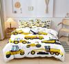 Cartoon Car Bedding Set Construction Vehicles Comforter Cover 3pcs Kids Machinery Truck Soft Polyester Duvet Cover for Boys Gift