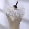 Elegant Victorian Metallic Foil Ruffled Tulle Faux Collar Shawl Detachable Layered Mesh Neck Ruff Clown Cosplay Choker