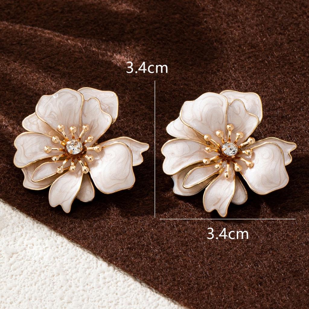 New Self-developed Enamel Flower Earrings, Simple and Exquisite Temperament, Small Stud Earrings, Xianfanqing