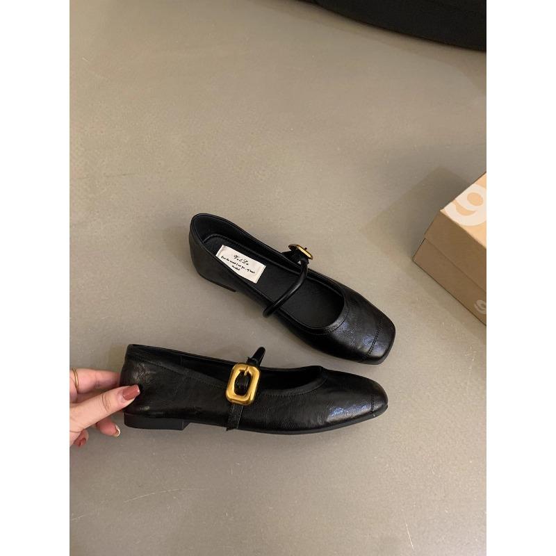 

Versatile one-word strap single shoes silver women s shoes summer retro Mary Jane shoes flats small leather shoes 40 чёрный