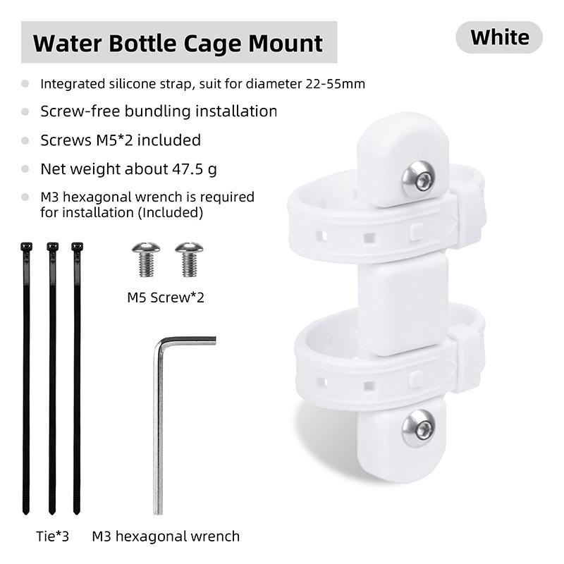 Bicycle Water Kettle Mount Adaptor Silicone Bandage Bottle Cage Holder Strap Bike Seatpost Fork Frame Install Cycling Accessory