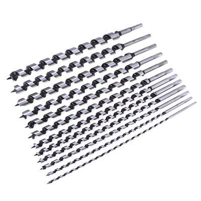 460 mm hosszú, 6-28 mm-es csigás fúrószárak fa asztalos kőműves hobby fafúró