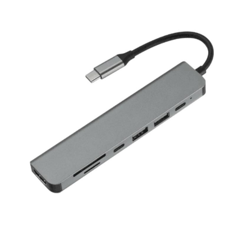6-in-1 USB Hub Docking Station with TF/SD Card Reader, HDMI, and RJ45 Network Port Expansion