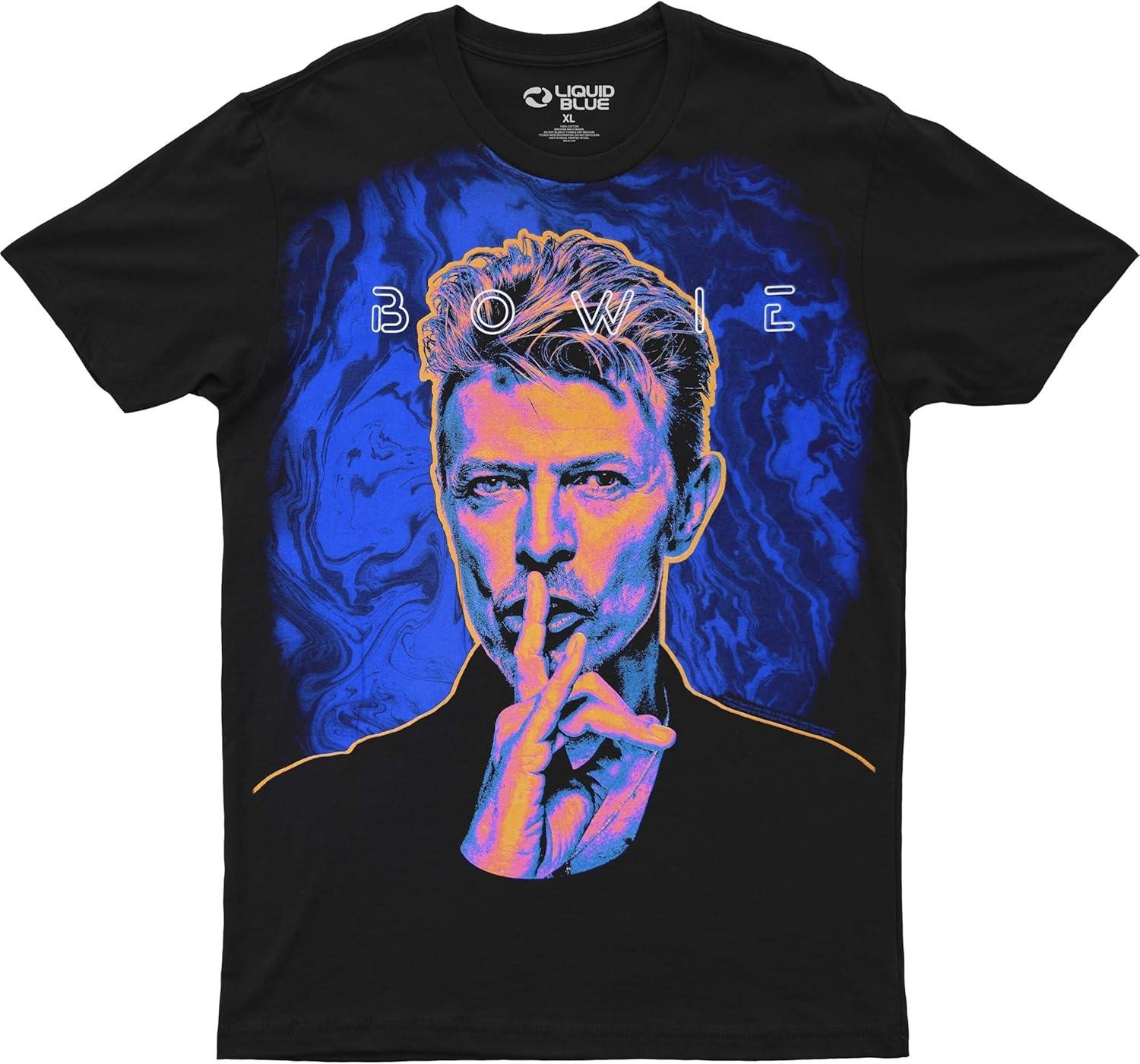 Liquid Blue Unisex-Adult David Bowie Shhh! Bowie T-ShirtT-Shirt S чёрный