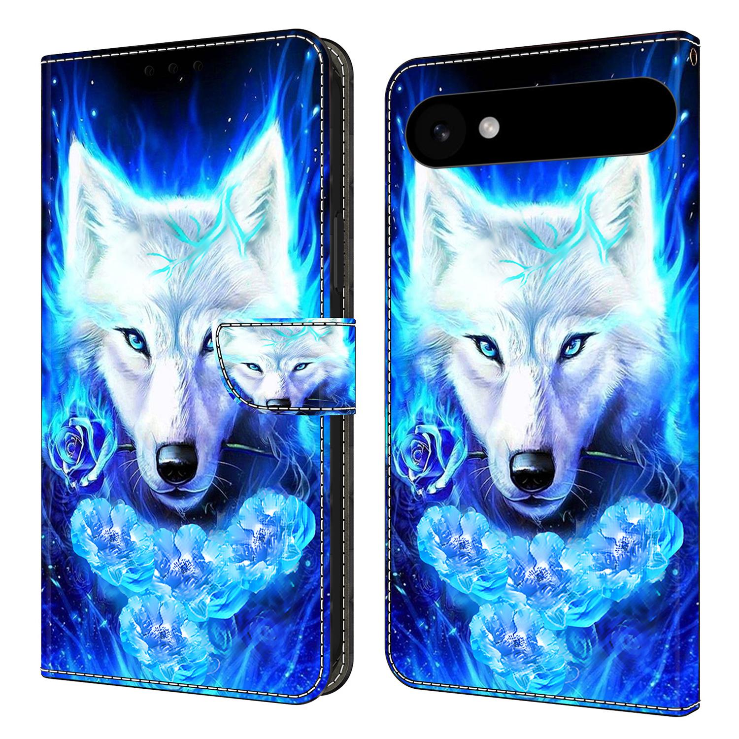 

For iPhone 17 Air Leather Case Pattern Printing Wallet Stand Flip Phone Cover White Wolf