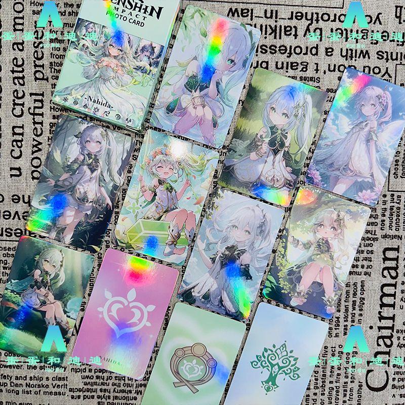 55KS Nahida LOMO karty Genshin Impact Holografické Flash LOMO karty Laserové karty Genshin Impact.