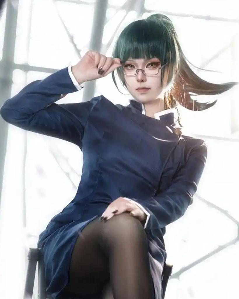 Maki Cosplay Costume with Grade 4 Anime Cosplay Full Set with Adult Fancy School Festival Maki with [Kamihei Ryohin] Zen'in Wig, Sorcerer, Outfit,