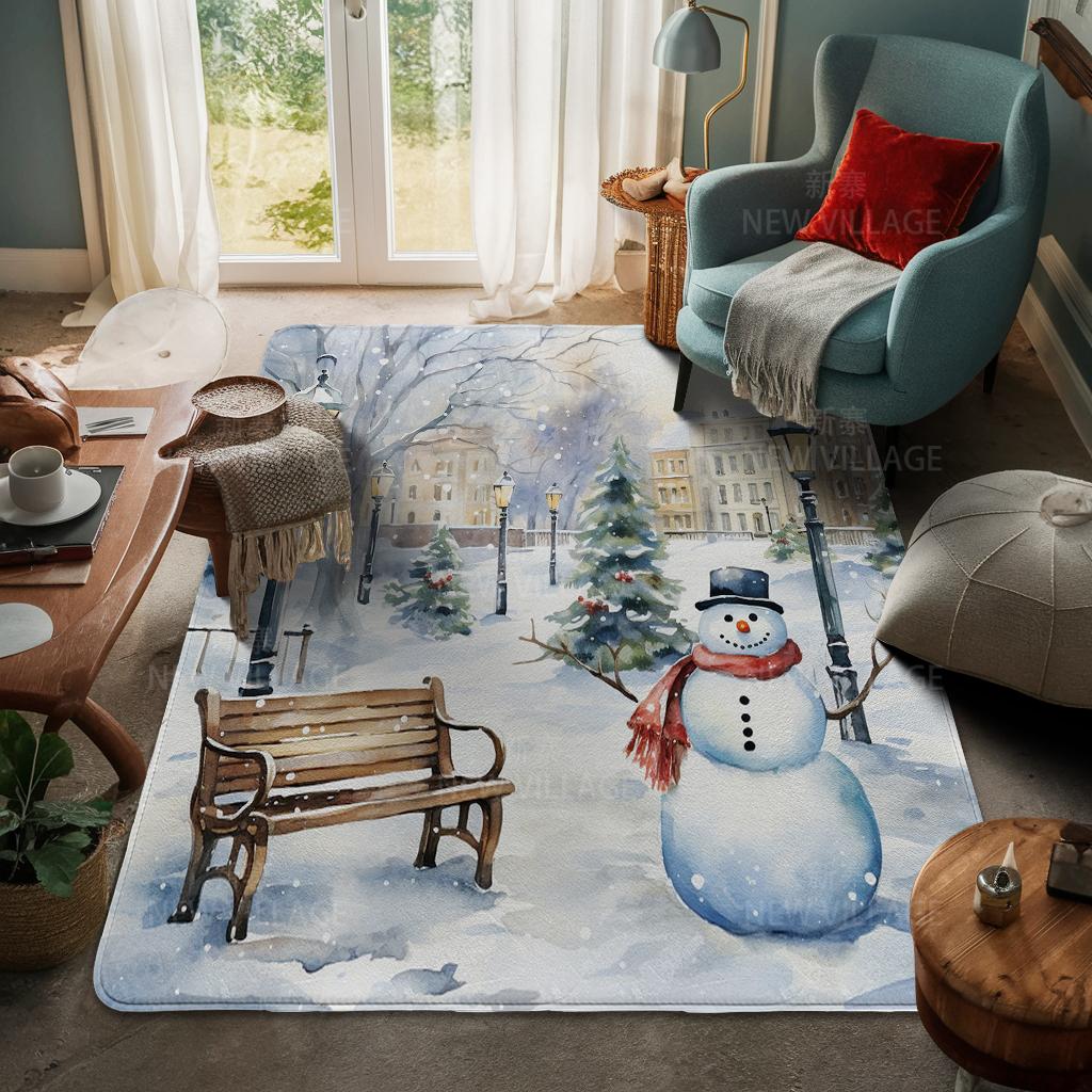 House Entrance Carpet Home Door Mat Living Room Bath Foot Bathroom Non-slip Water Absorption Rugs Bath Merry Christmas Winter
