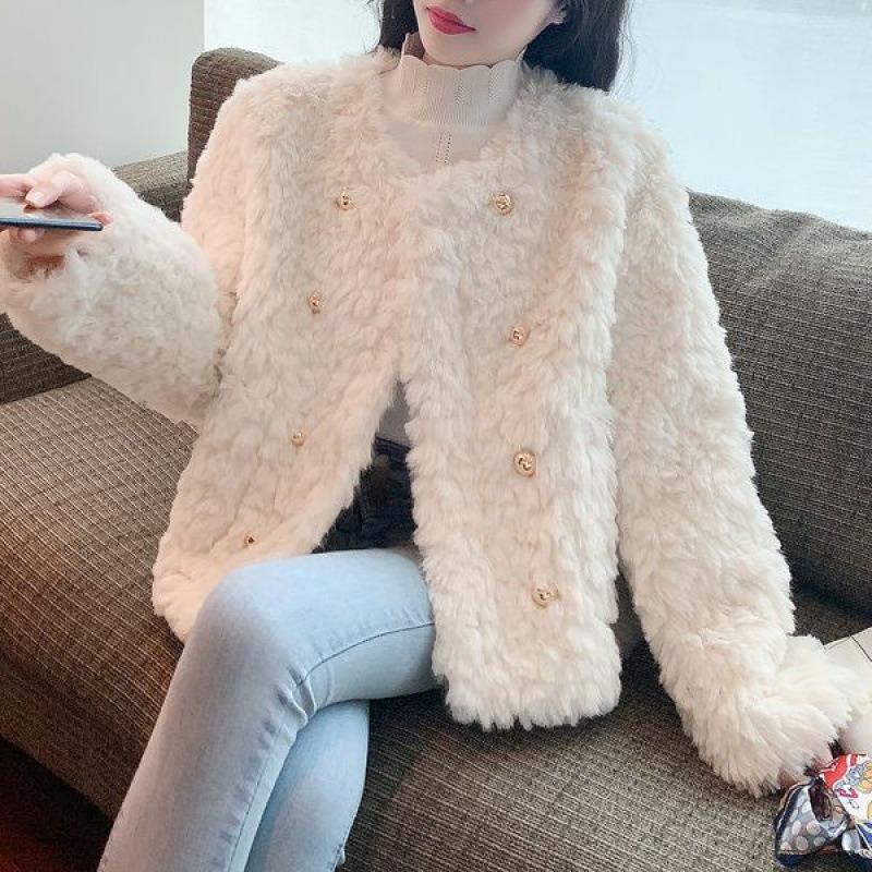 Imitation Lamb Wool Short Coat Women's Clothing Winter New Celebrity Temperament Thickened Coat Top