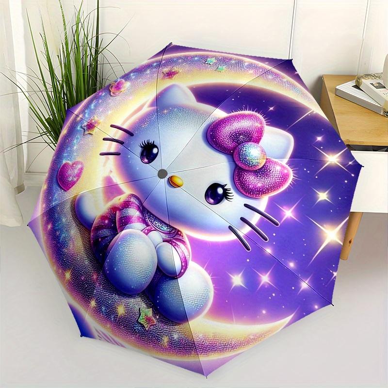 

Hello Kitty,Moon Automatic Folding Umbrella-Simple 8-Rib Design, Bright Cartoon Pattern, Durable Iron Frame, Suitable For Travel, Outdoor, B