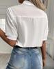 2023 Summer European & American Women's V-neck Stand-up Collar Embroidered Lace Top Shirt