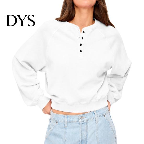 Non-pilling Sweatshirt Women s Crew Neck Sweatshirt, Loose Pullover Long Sleeve Thickened Terry Fabric Top Shirts, Oversized Button Up Casual S