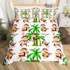 Cute Monkey Bedding Set Full Twin Cartoon Banana Stars Duvet Cover Tropical Wild Animal Fruit Comforter Cover Yellow Quilt Cover