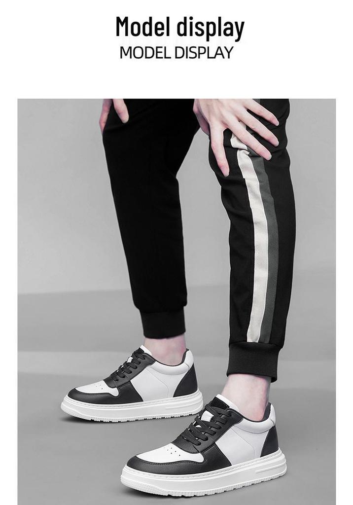 Men's 8cm Invisible Height Increasing Shoes - Breathable White Outdoor Sports & Casual Sneakers