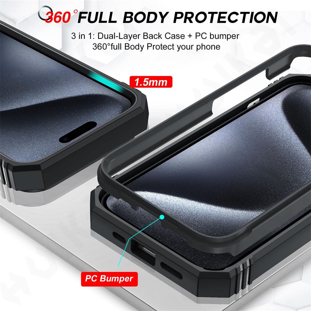 Custodia per iPhone 15 14 13 12 11 Pro XS Max XR 8 7 Plus fotocamera scorrevole grado militare protezione armatura rotazione di 360 gradi armatura copertura