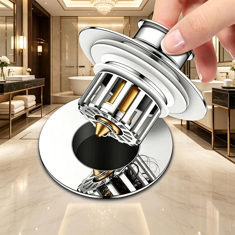 Sink Drain Plug Brass Odor-Proof Pop-Up Core Push-Down Basin Drain Modern Minimalism Universal Accessory for Bathroom