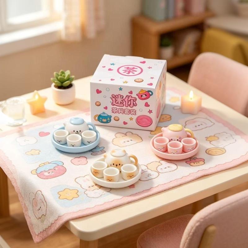 Cute Light Blue Elephant Ceramic Tea Set With 3 Small Cups Serving Tray Perfect For Afternoon Tea Kids Gift Home Decoration