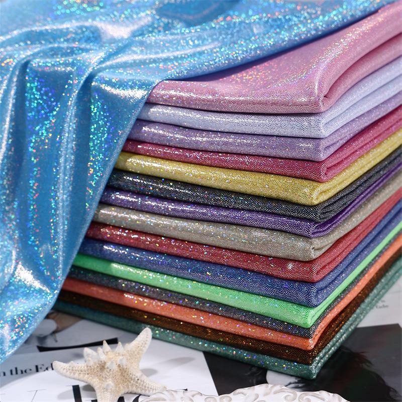 Holographic Glitter Polyester Fabric by The Yard Width 150cm For Wedding Party Backgrounds, DIY Decoration Clothing Sewing