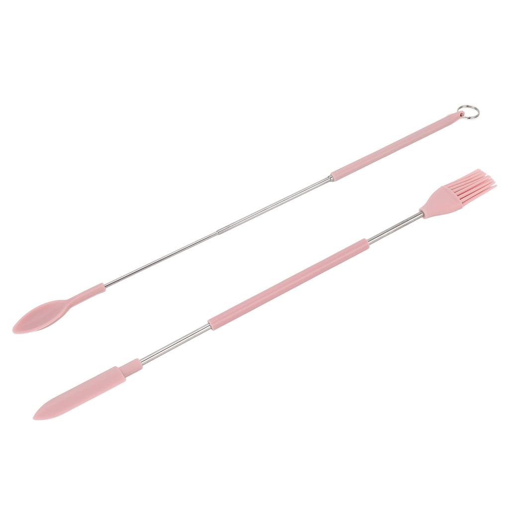 Telescopic Silicone Spatula Pink Reusable Jar Scraper Retractable Mini Makeup Spatula Spoon Set for Cosmetics