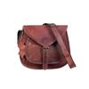 Handmade Brown Leather Crossbody Bag: Vintage Rustic Saddlebag