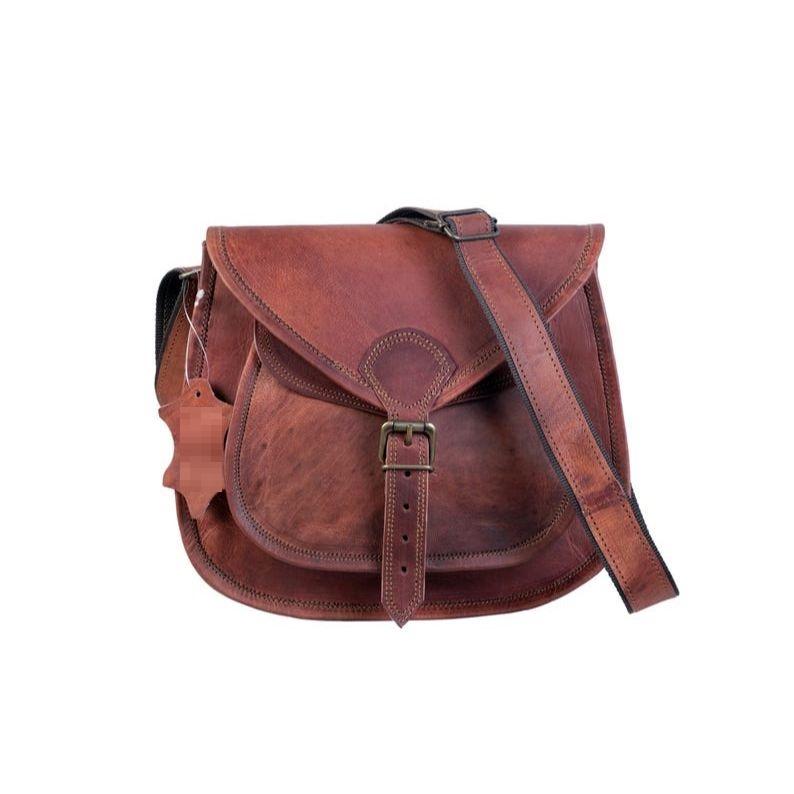 

Сумка кроссбоди ручной работы из коричневой кожи: Винтажная деревенская седельная сумка 9 x 7 x 3 in