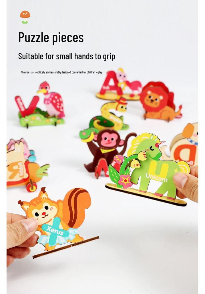 3D Cartoon Animal Puzzle: Infant Early Education Toy with 26 English Letters